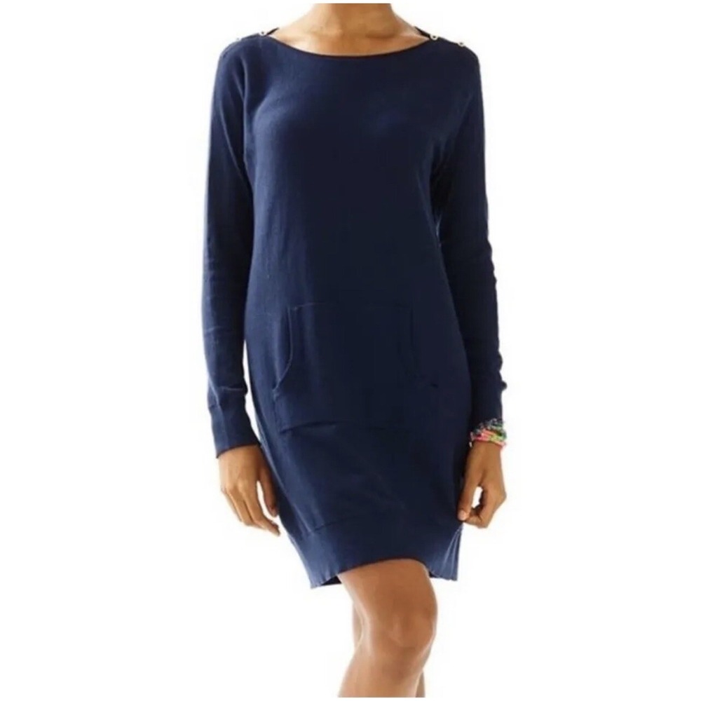 NWT Lilly Pulitzer Jupiter True Navy Wool Blend Sweater Tunic Dress Sz XL $148 - Picture 1 of 8
